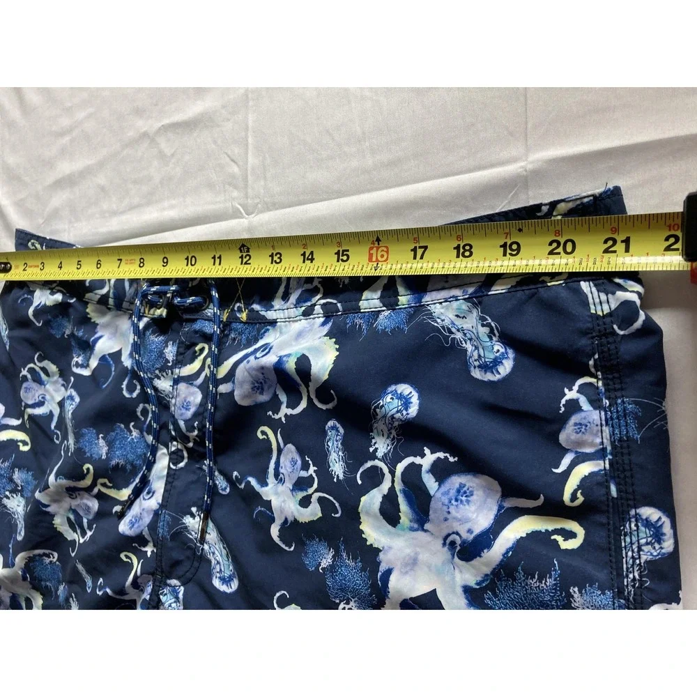 Tommy Bahama Swim Trunks Shorts Mens 2XL Blue Octopus Cargo Lined Drawstring
